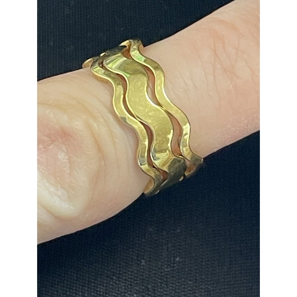 Vintage Signed Avon Gold-Tone Wave 3pc Set Ring Size 6 Stackable